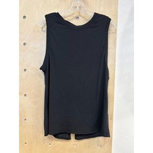 Fabletics Black Wide Strap Crew Neck Classic Tank Top Size Fits Like A Large